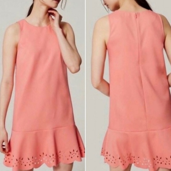 LOFT Peach Drop Waist Dress - Size 0 - Picture 6 of 6